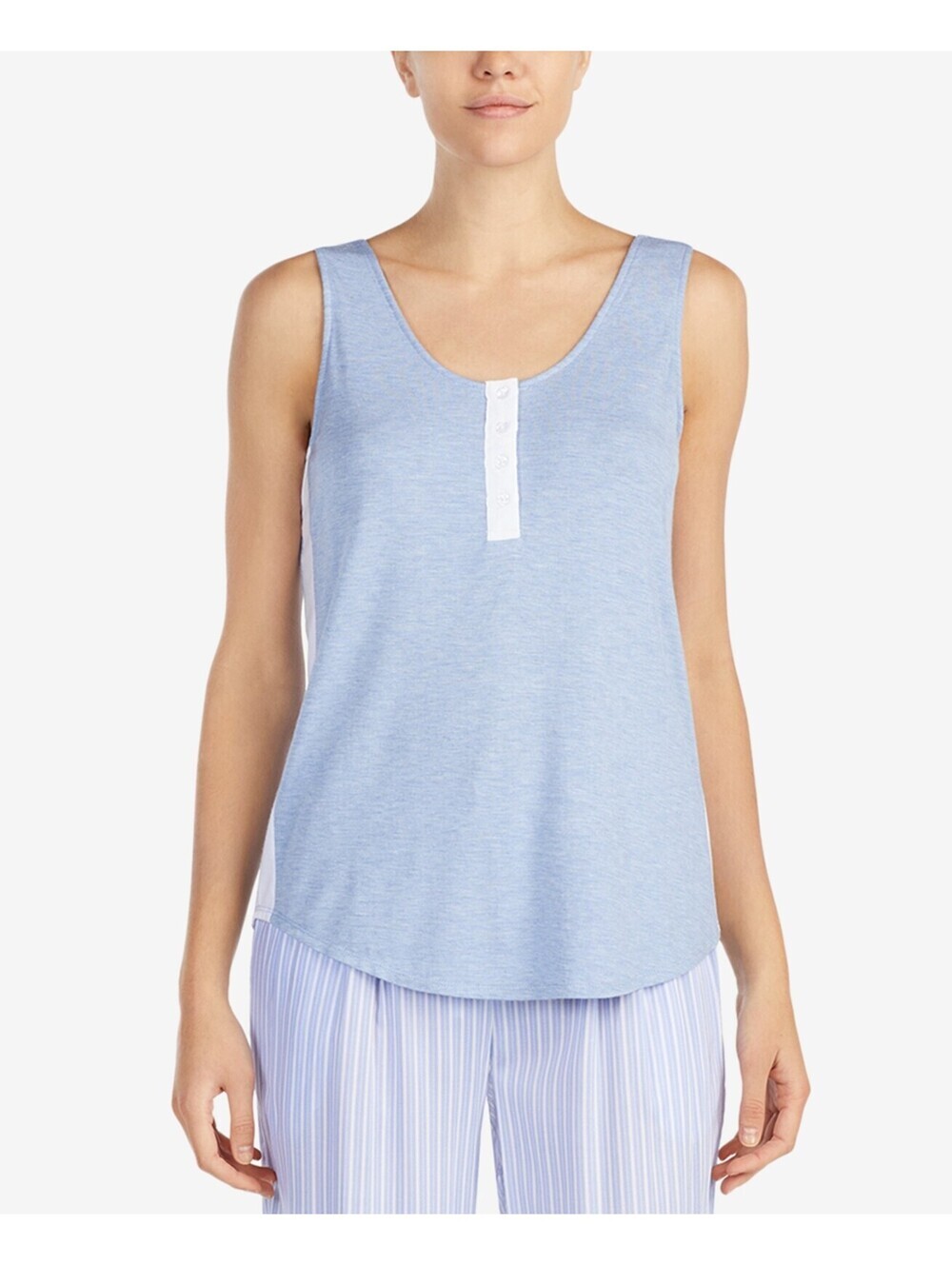 DKNY Womens Contrast-Stripe Tank Top Size L